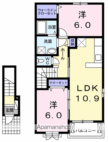 グランドソレーユB(2LDK/2階)の間取り写真