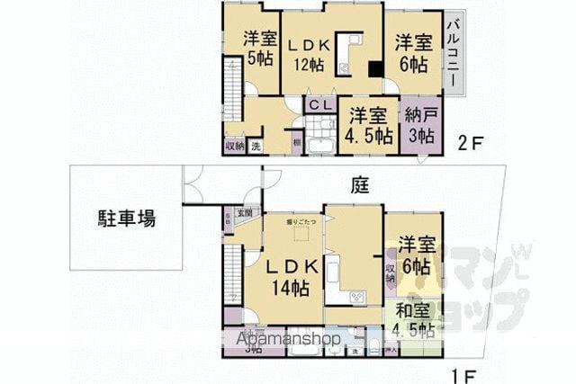 叡山電鉄 元田中駅 徒歩27分 2階建 築37年(5LDK)の間取り写真
