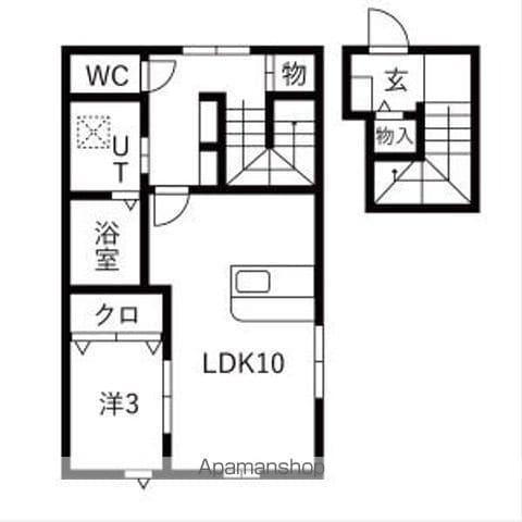 ほのむA棟(1LDK/2階)の間取り写真