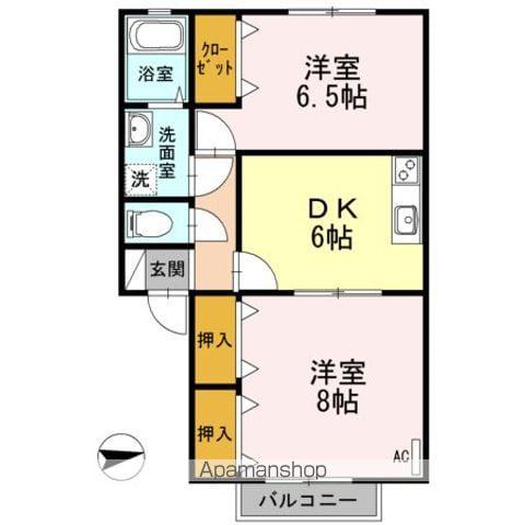 パティオスⅡ AB(2DK/2階)の間取り写真