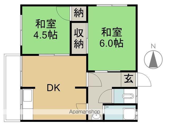 コーポ住吉(2DK/2階)の間取り写真