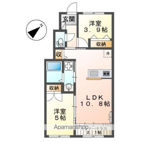 クオリア湘南(2LDK/1階)の間取り写真