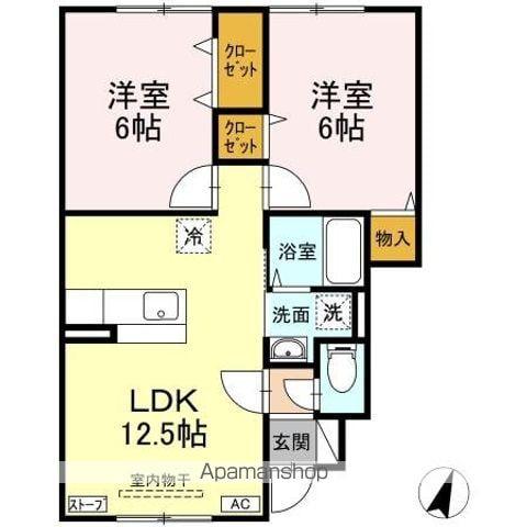 ベルファミーユ(2LDK/1階)の間取り写真