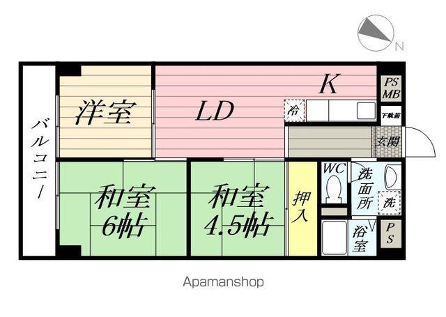 富士パークビル(3DK/2階)の間取り写真