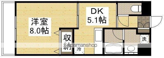 COCO学南町 東棟(1DK/1階)の間取り写真