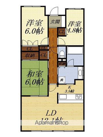 ブライトタウン植松(3LDK/1階)の間取り写真