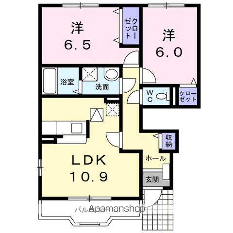 ソレアードⅢ(2LDK/1階)の間取り写真