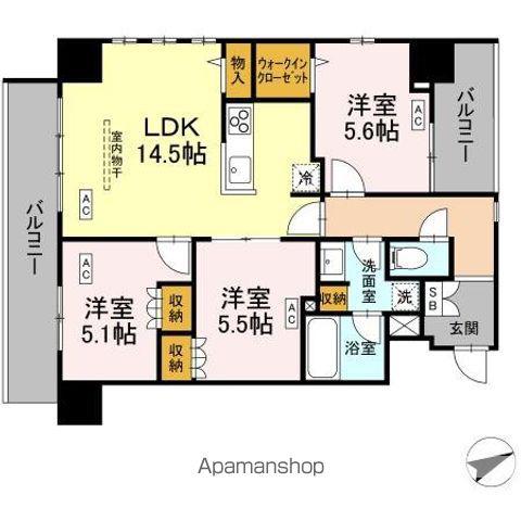 サンジョイアゼロ(3LDK/5階)の間取り写真