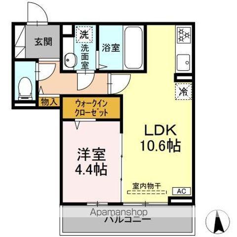 COUR18高宮E(1LDK/2階)の間取り写真