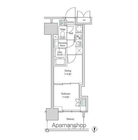 ブルックサイドレジデンス木場(2K/9階)の間取り写真
