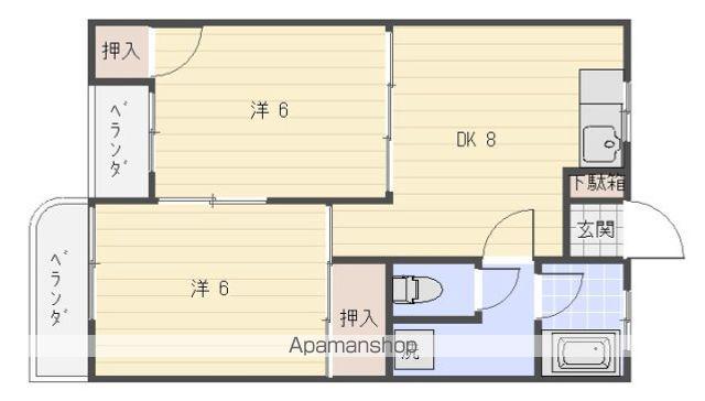 舟入プラザ(2DK/6階)の間取り写真