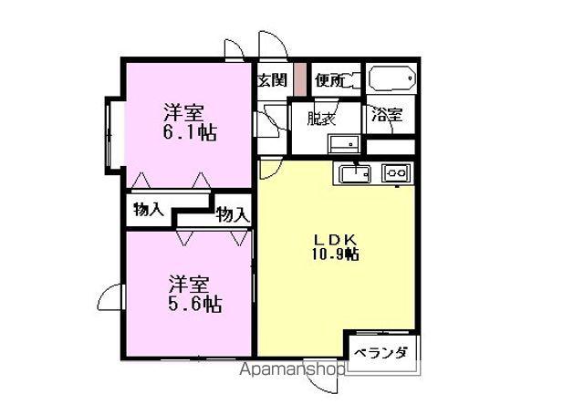ピュアコート(2LDK/1階)の間取り写真