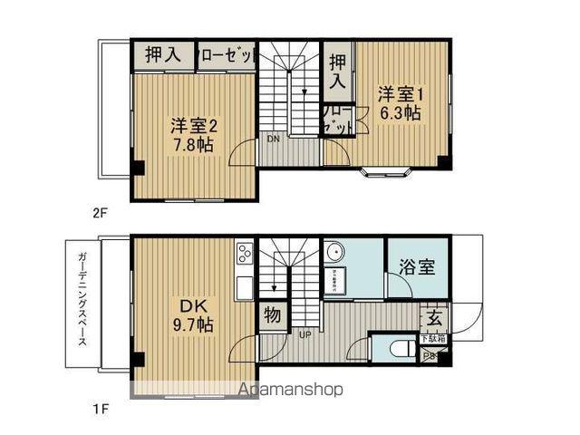 サンリツプレース殿屋敷(2DK/1階)の間取り写真
