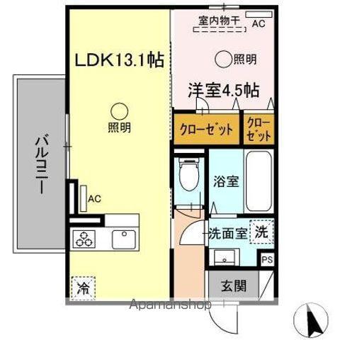 サンセット横手本町(1LDK/3階)の間取り写真