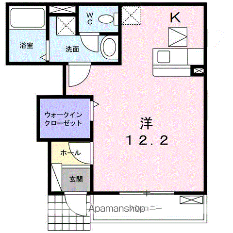第2レイクヴィレッジ(ワンルーム/1階)の間取り写真