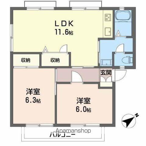 レヴールKⅠ(2LDK/2階)の間取り写真