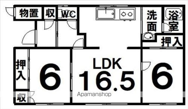 根室本線 柏林台駅 徒歩13分 1階建 築44年(2LDK)の間取り写真