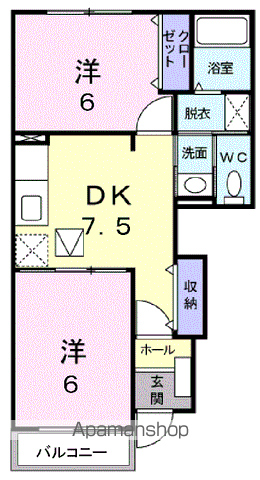 アネックス Ⅰ(2DK/1階)の間取り写真