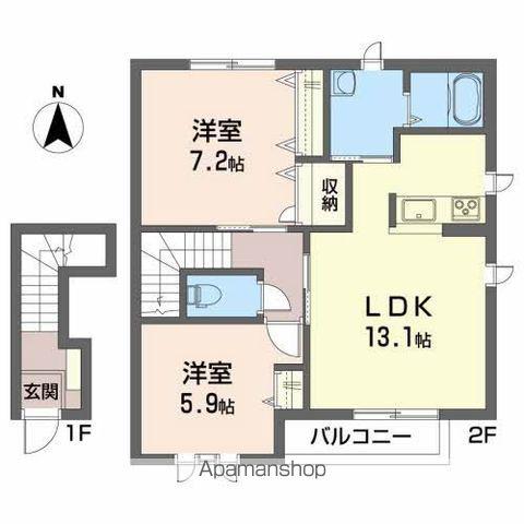 サンボナールA(2LDK/2階)の間取り写真