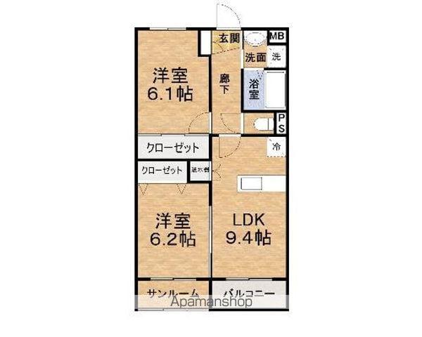 CUORE(2DK/1階)の間取り写真