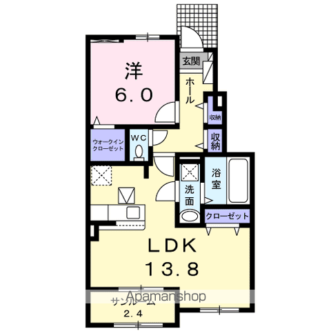エアリーハウスC(1LDK/1階)の間取り写真