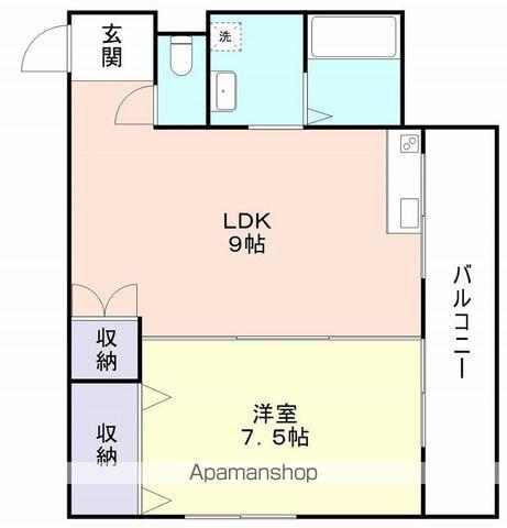 エクシード紀伊B棟(1LDK/4階)の間取り写真