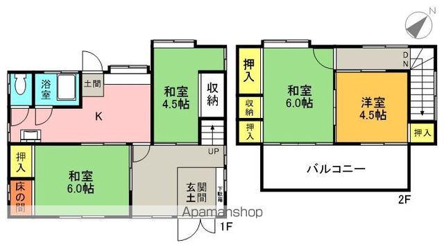 常磐線 内郷駅 徒歩13分 2階建 築52年(4K)の間取り写真