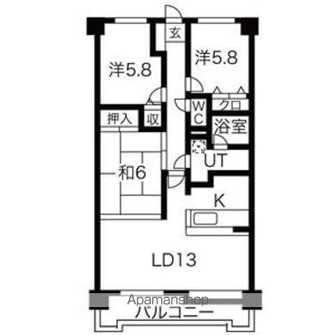 THE RESIDENCE PARK ODORIKOEN 旧ヒ(3LDK/5階)の間取り写真