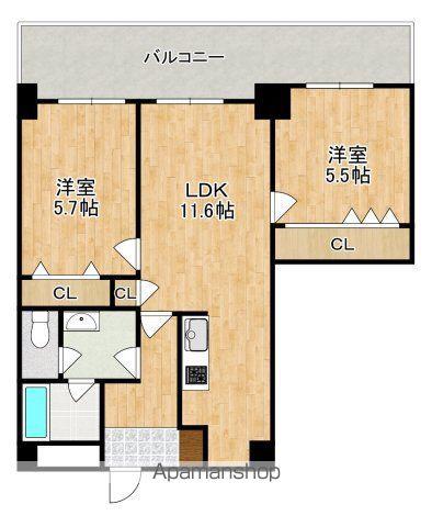アルファグランデ(2LDK/4階)の間取り写真