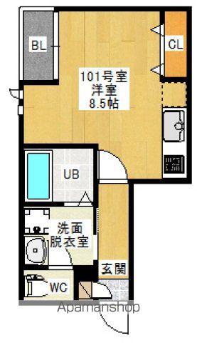 GRANDTIC 東雲本町Ⅱ(ワンルーム/1階)の間取り写真