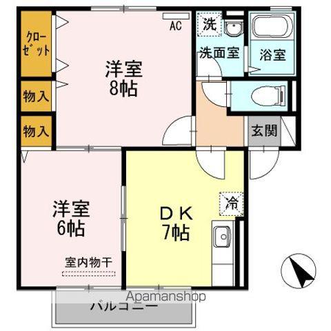 ブランシェリー(2DK/2階)の間取り写真