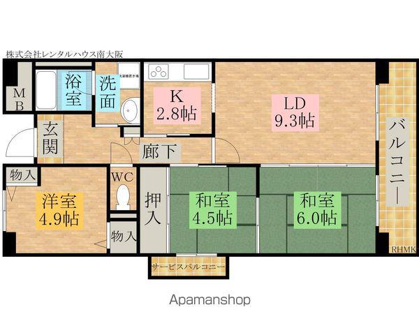 プリムローズ岸和田(3LDK/5階)の間取り写真