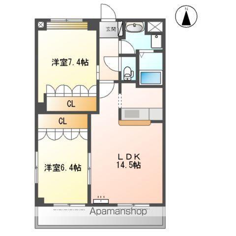 エスポアールⅠ(2LDK/1階)の間取り写真