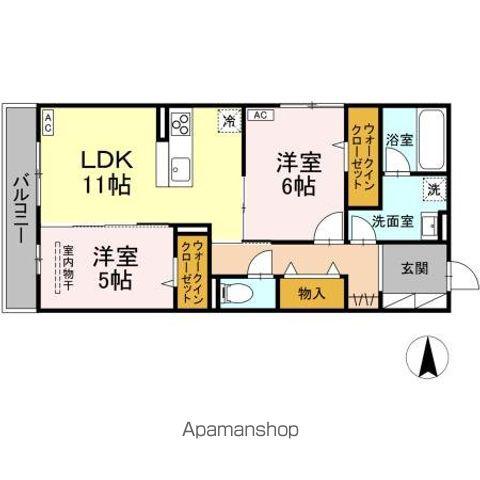 D-ROOM東深津(2LDK/2階)の間取り写真