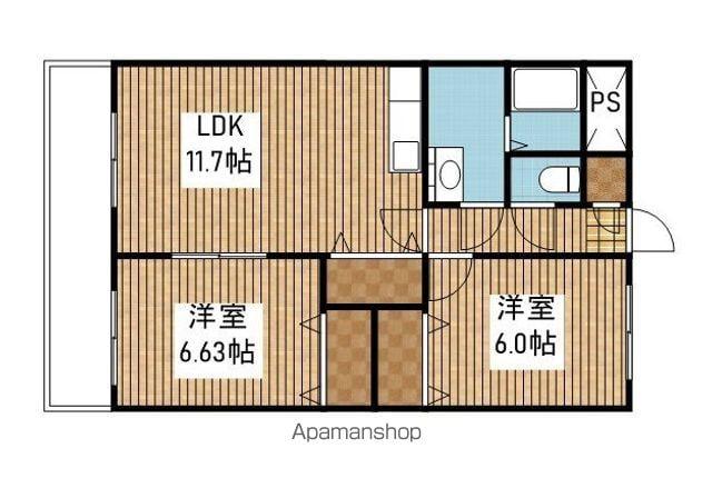 エスポアール壱番館(2LDK/3階)の間取り写真