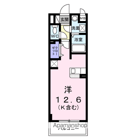 コートヤードⅩⅠ(ワンルーム/3階)の間取り写真