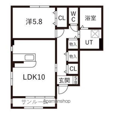 オリエンスA(1LDK/1階)の間取り写真