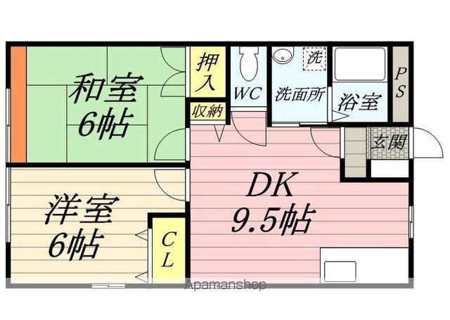 チェリーハイツ(2DK/2階)の間取り写真