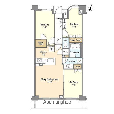 BLESS中野弥生町(3LDK/4階)の間取り写真