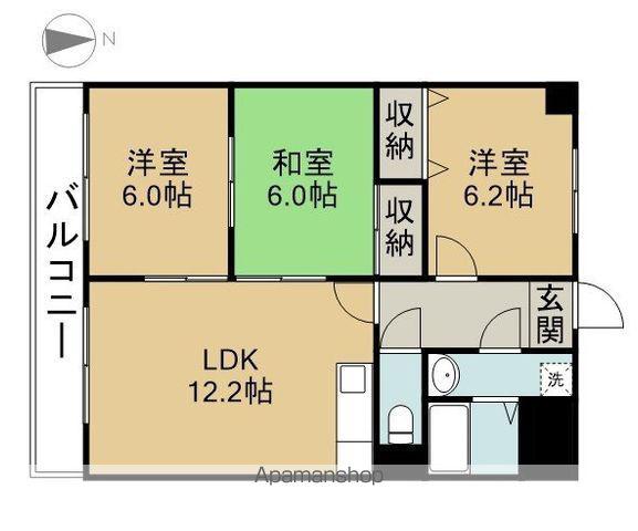 ハピネス五反田(3LDK/2階)の間取り写真