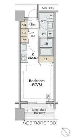 シャレール広尾1号棟(1K/2階)の間取り写真