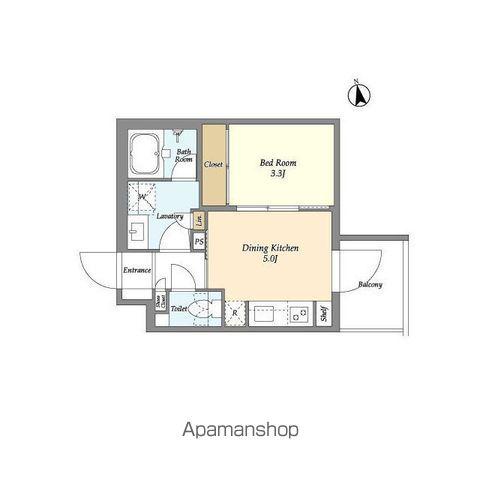 ベルファース三軒茶屋(1DK/3階)の間取り写真