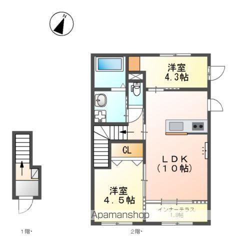 パレス北野(2LDK/2階)の間取り写真