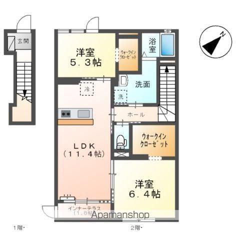 オーシャン Ⅰ(2LDK/2階)の間取り写真