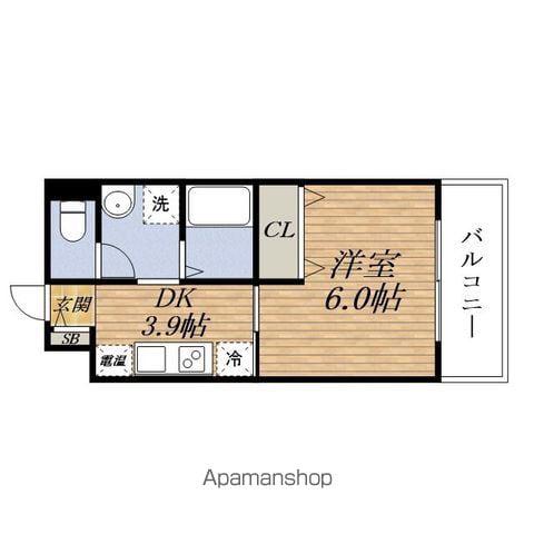 第17セキネマンション(1DK/4階)の間取り写真