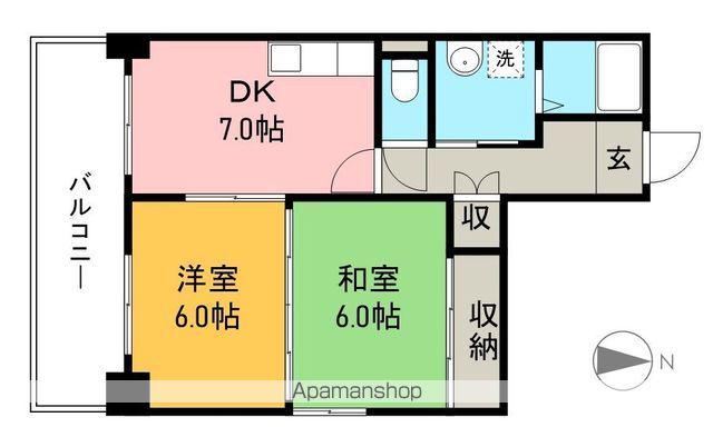 山崎ハイツ(2DK/5階)の間取り写真