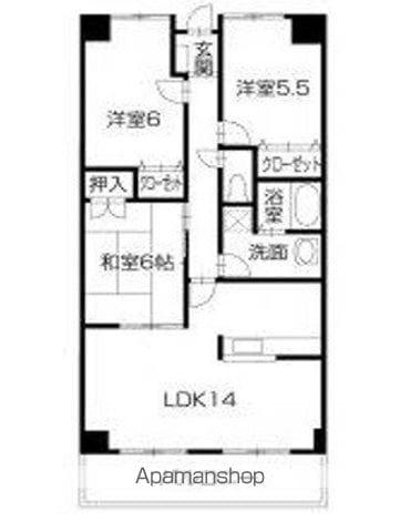スペース・ドゥ川内(3LDK/3階)の間取り写真