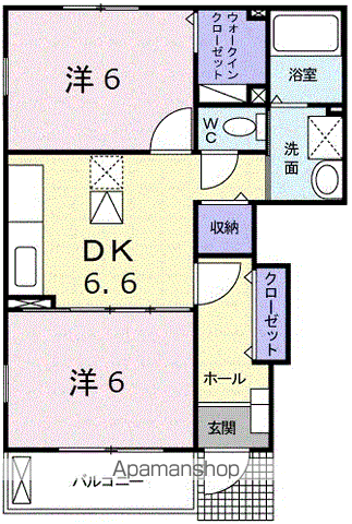 モデッサⅡ番館(2DK/1階)の間取り写真