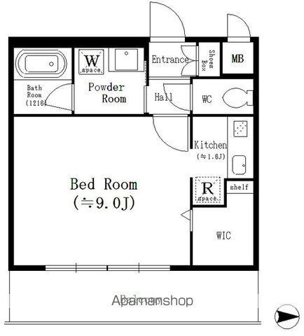 ルーエ金山(ワンルーム/10階)の間取り写真