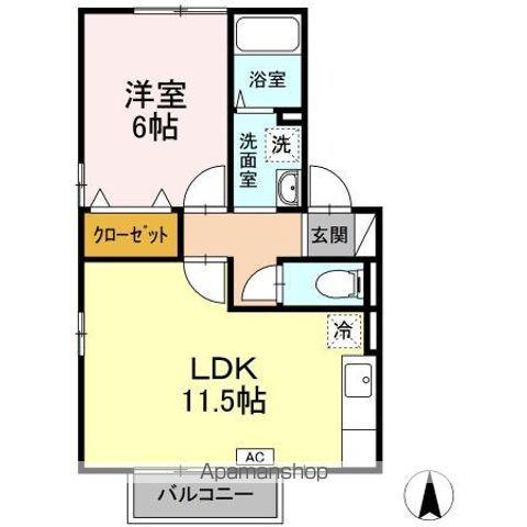 ビレッジ赤坂B(1LDK/2階)の間取り写真